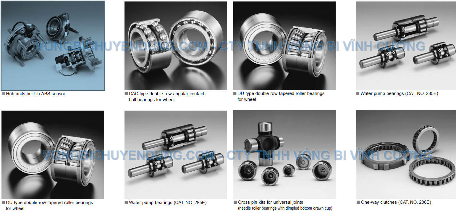 Vòng bi KOYO - Slider01 - ABS Sensor, DAC type double angular contact, DU type double-row tapered roller bearings, water pump bearings, cross pin kits for universal joints, one-way clutches